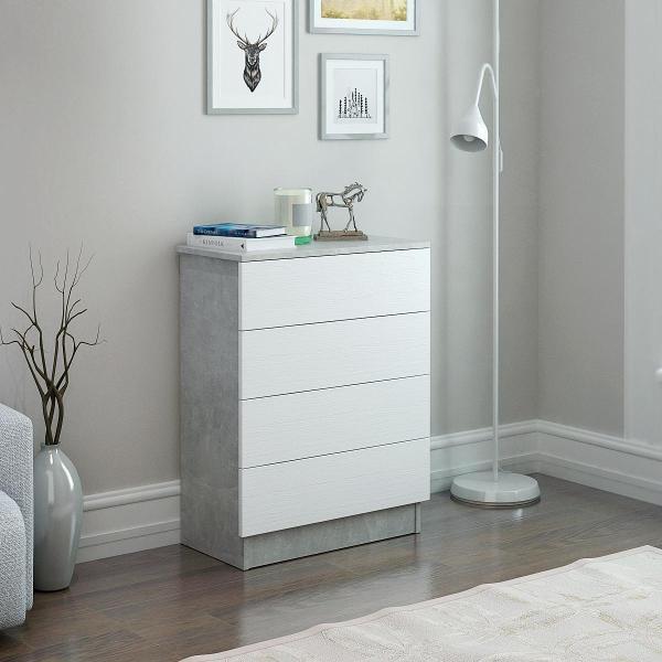 Комод MFMaster Витто-32 бетон-белый