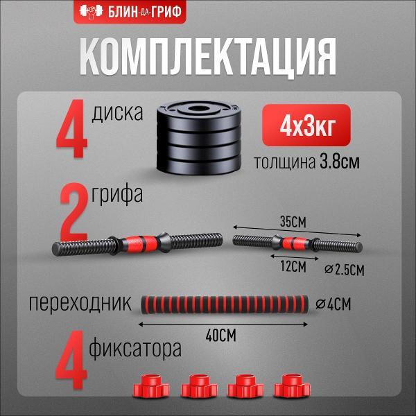 Гантель БлинДаГриф 6 кг, 2 шт.