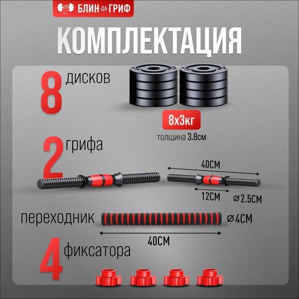 Штанга БлинДаГриф трансформер, 24 кг