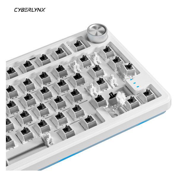 Клавиатура беспроводная механическая CYBERLYNX RX75 mute switch белый/синий/фиолетовый