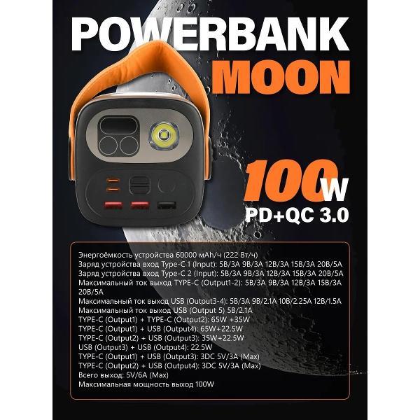 Портативный аккумулятор Perfeo MOON 100W 60000 mAh PF_E2268