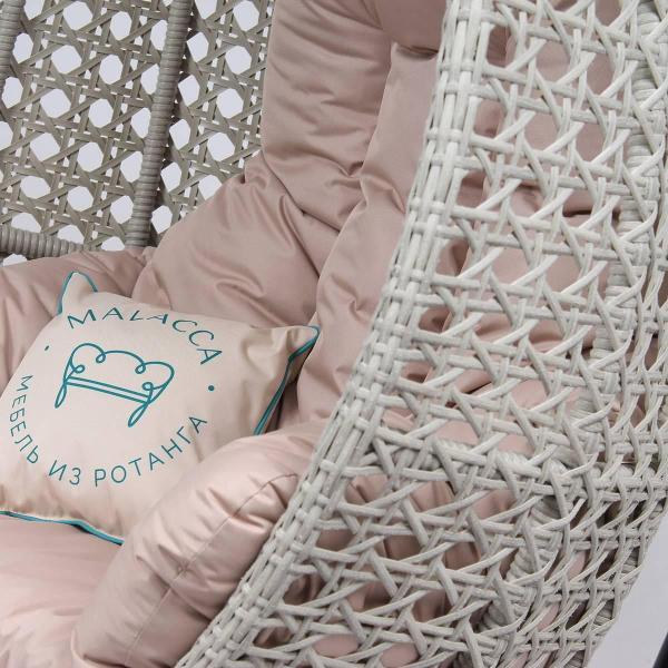 Кресло подвесное MALACCA Авиано, искусственнаый ротанг, с подушкой и стойкой в цвете сицилия