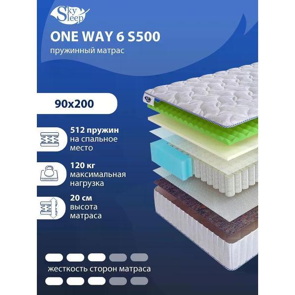 Матрас SkySleep 90x200 ортопедический пружинный на кровать и диван ONE WAY 6 S500 (высота 20 см, мемориформ/ пенополиуретан, средней жесткости)