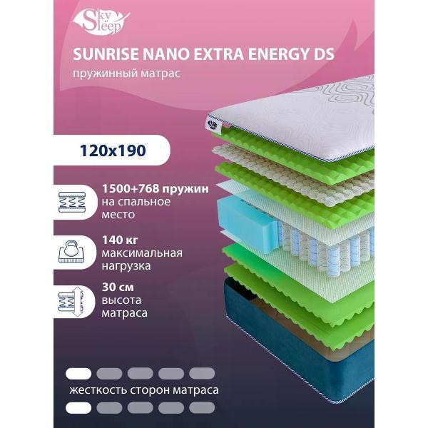 Матрас SkySleep 120x190 пружинный SUNRISE NANO Extra Energy DS (высота 30 см, Ergo Foam/пенополиуретан, мягкий)