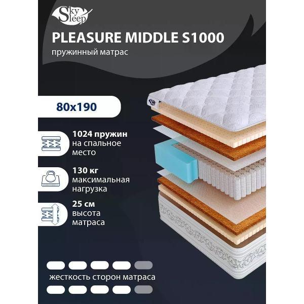 Матрас SkySleep 80x190 пружинный PLEASURE MIDDLE S1000 (высота 25 см, кокосовая койра/латекс, средней жесткости)