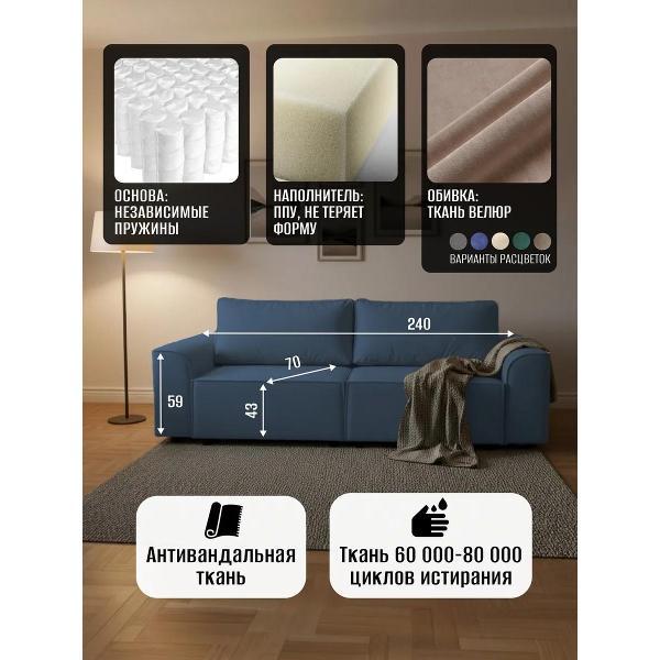 Диван CityHD Париж синий