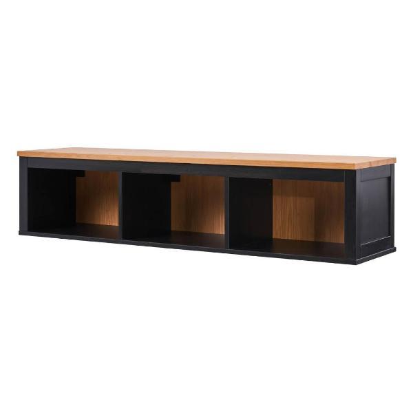 Полка книжная Лузалес КЫМОР 148х34х37 чёрный/светло-коричневый