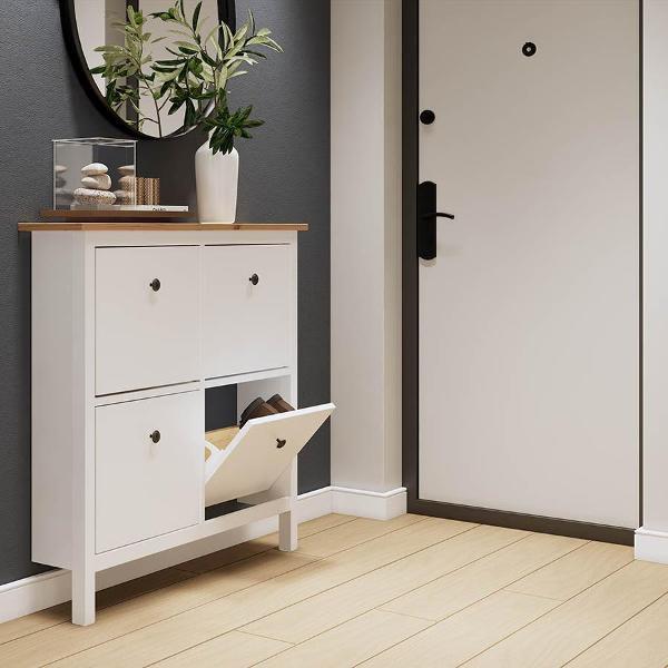 Обувница Лузалес КЫМОР 106х101х22 белый/светло-коричневый