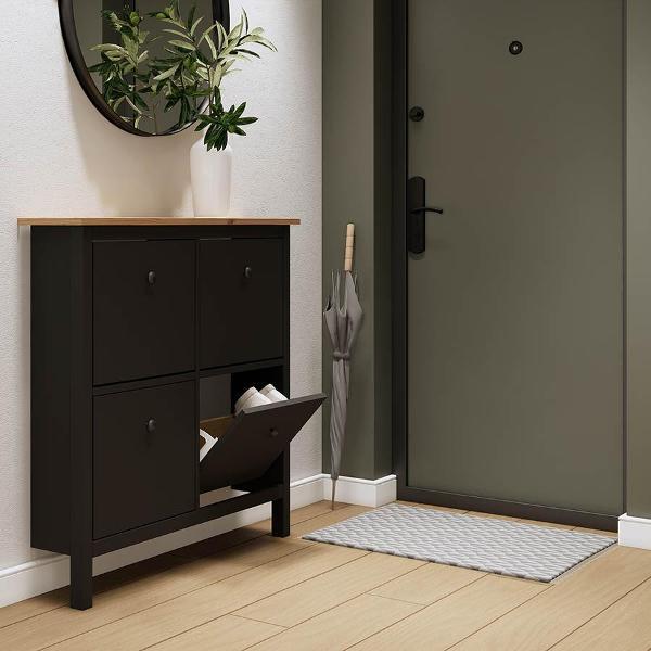 Обувница Лузалес КЫМОР 106х101х22 чёрный/светло-коричневый