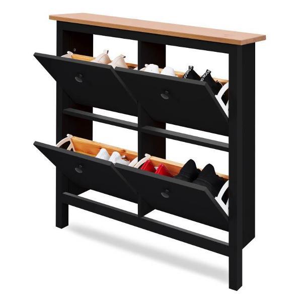 Обувница Лузалес КЫМОР 106х101х22 чёрный/светло-коричневый