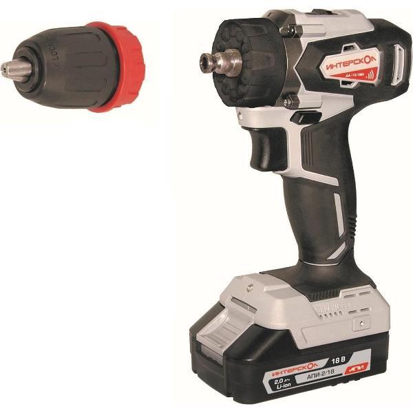Дрель-шуруповерт ИНТЕРСКОЛ ДА-13/18ВК (комби АПИ Li-ion, кейс, 2 аккум., 2Ач, 3 насадки), 575.2.2.78