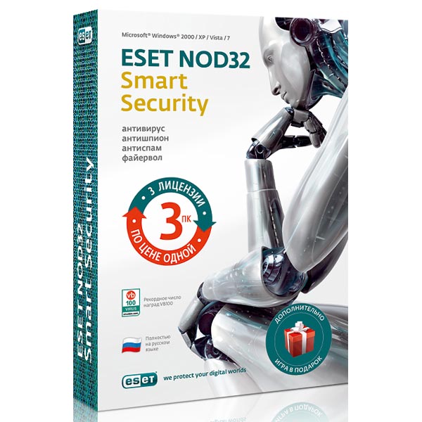 Антивирус ESET NOD32 Smart Security+игра-лиц.на 1год на 3ПК