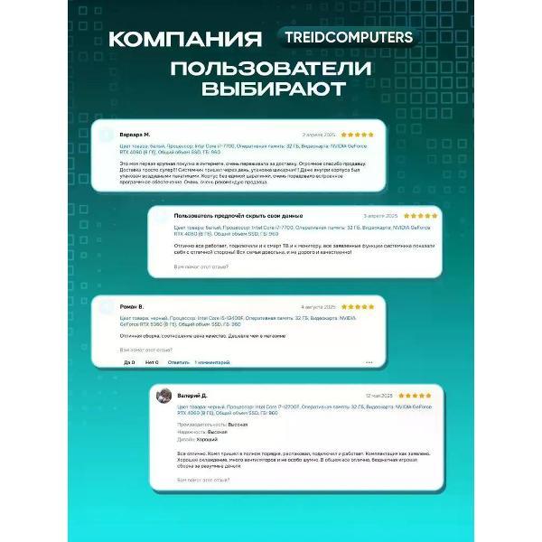 Системный блок Treidcomputers Core i5 3470 3.2 ГГц, RAM 16 ГБ DDR3, SSD 480 ГБ,hd graphics