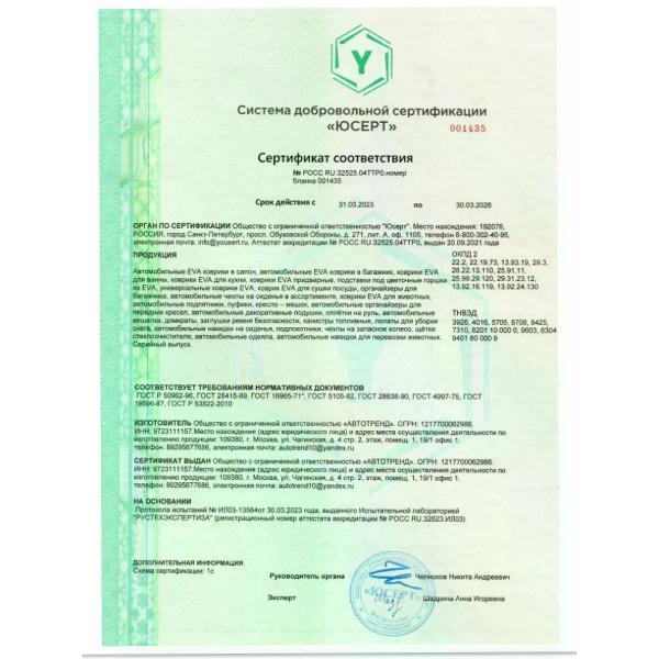 Коврик автомобильный AUTOPILOT INDIVIDUAL EVA black-blue-760-3_в багажник Haval M6 2019-н.в.