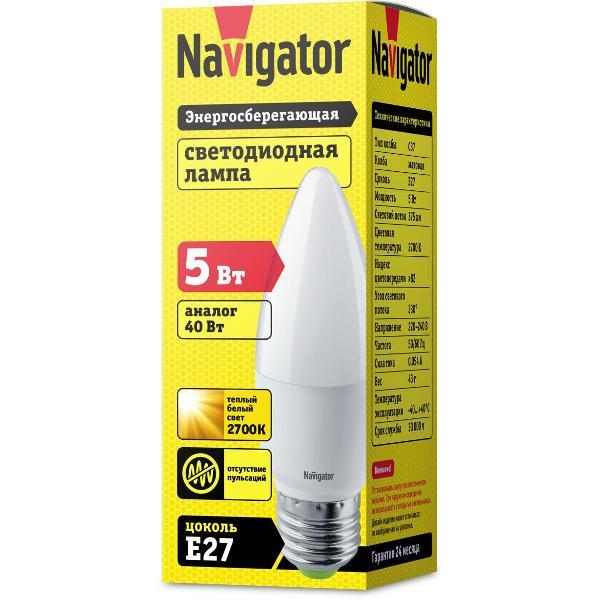 Лампа LED Navigator 94 481 NLL-P-C37-5-230-2.7K-E27-FR