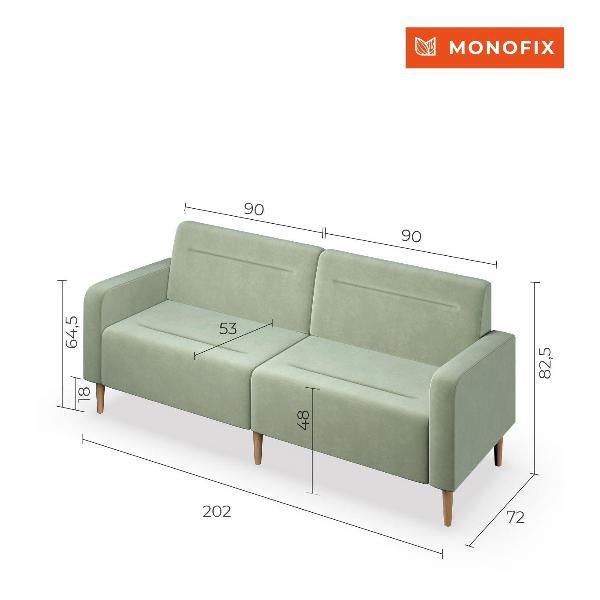 Диван Monofix ФОКСЕТ 202 см, велюр оливковый №30