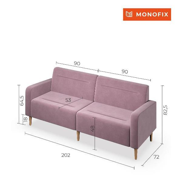 Диван Monofix ФОКСЕТ 202 см, велюр сиреневый №11