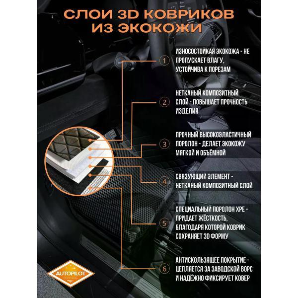 Коврик автомобильный AUTOPILOT INDIVIDUAL KZ black-black-CRT10 black-black-928_из экокожи с ворсом для Zeekr 007 2023-н.в.