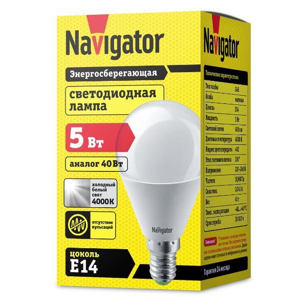Лампа LED Navigator 94 478 NLL-P-G45-5-230-4K-E14