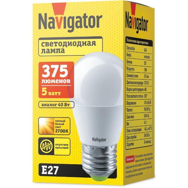 Лампа LED Navigator 94 477 NLL-P-G45-5-230-2.7K-E27