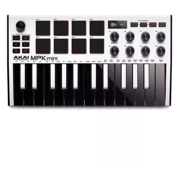 MIDI клавиатура AKAI PRO MPK Mini MK3 Black белый