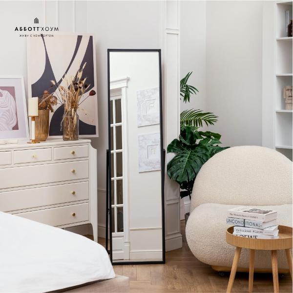 Зеркало АББОТТ ХОУМ Вельга L, 52х162, черное