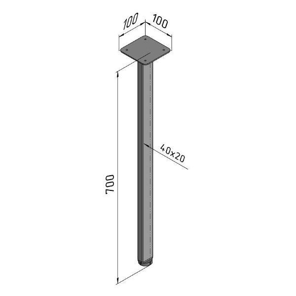 Ножка Parallax для стола одиночная 700 40х20 черная регулируемая
