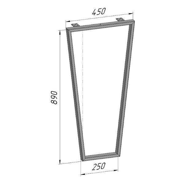 Подстолье Parallax Трапеция 890х450 40х20 серое регулируемое