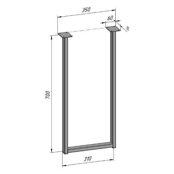 Подстолье Parallax П-образное 700х350 40х20 серое регулируемое