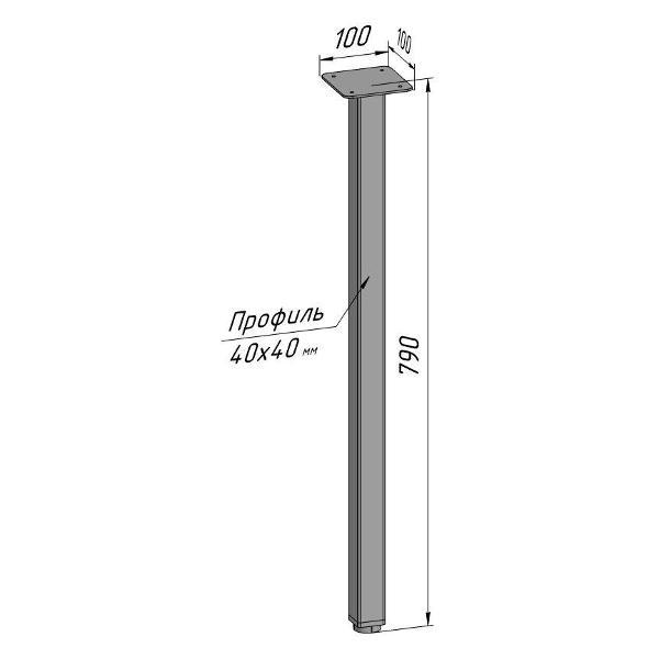Ножка Parallax для стола одиночная 790 40х40 черная регулируемая