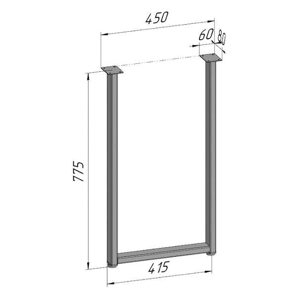 Подстолье Parallax П-образное 775х450 50х25 черное регулируемое