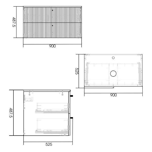 Тумба для ванной 1MARKA Подвесная под раковину 90х50 см, 2 ящика, цвет монолит айсберг/эмаль белая, Desire 1Марка Ц0000026595