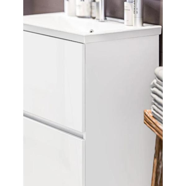 Тумба для ванной 1MARKA с раковиной 70 см Aris напольная 2 ящика цвет Белый глянец