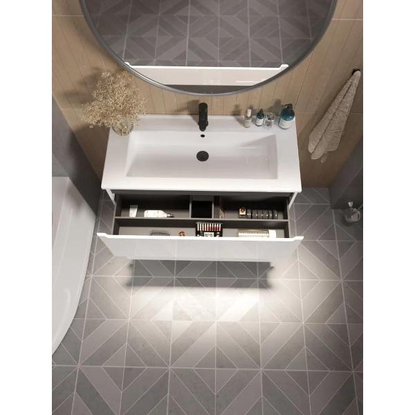 Тумба для ванной 1MARKA Напольная 105 см с раковиной CODA, 2 ящика, цвет