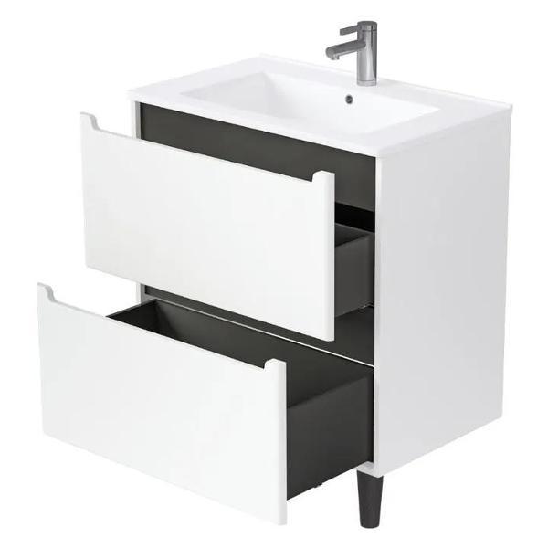 Тумба для ванной 1MARKA Напольная 105 см с раковиной CODA, 2 ящика, цвет