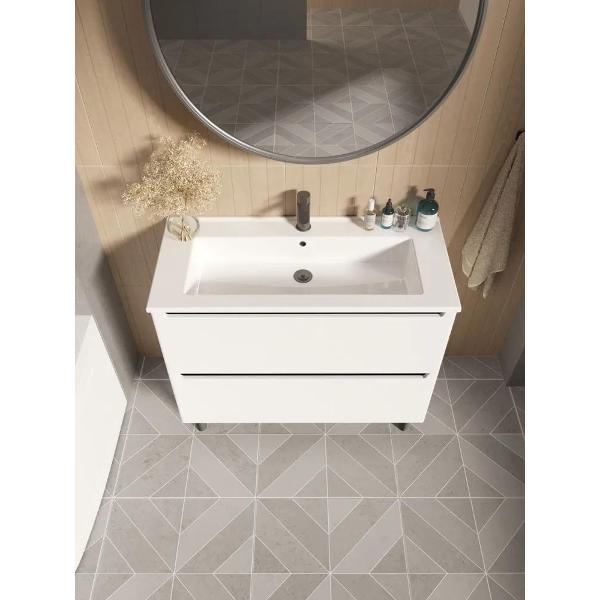 Тумба для ванной 1MARKA Напольная 65 см с раковиной CODA, 2 ящика, цвет Белый, Ц0000044232