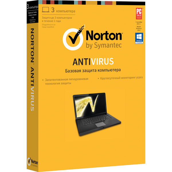 Антивирус Symantec Norton Antivirus 2013 на 3ПК на 1 год