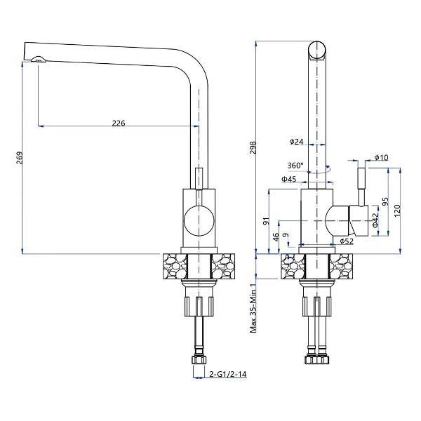 Смеситель GranFest Z-5411 темно-серый
