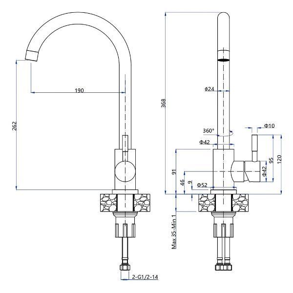 Смеситель GranFest Z-5410 темно-серый