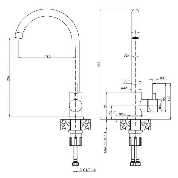 Смеситель GranFest Z-5410 нержавейка