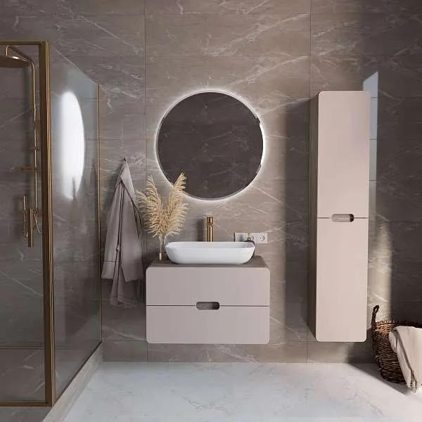 Шкаф для ванной комнаты 1MARKA подвесной 170х35 см, цвет орех каньон коньяк/латте фактурный Vortex Ц0000033025