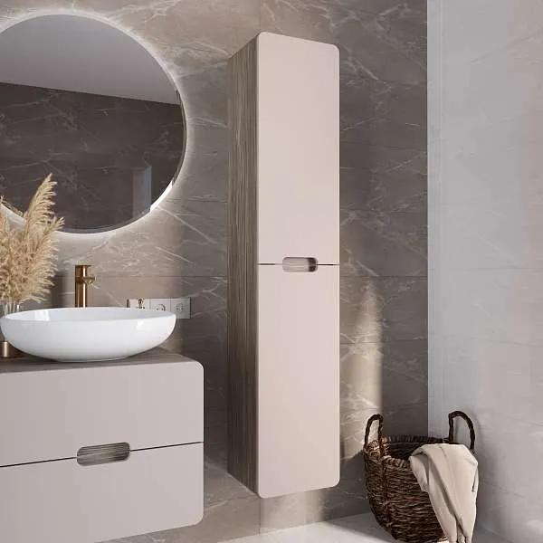 Шкаф для ванной комнаты 1MARKA подвесной 170х35 см, цвет орех каньон коньяк/латте фактурный Vortex Ц0000033025