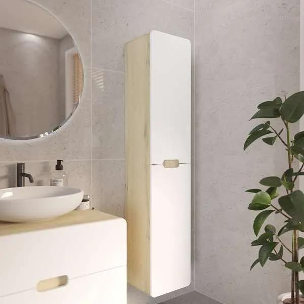 Шкаф для ванной комнаты 1MARKA подвесной 170х35х30 см, цвет орех лучистый/супер