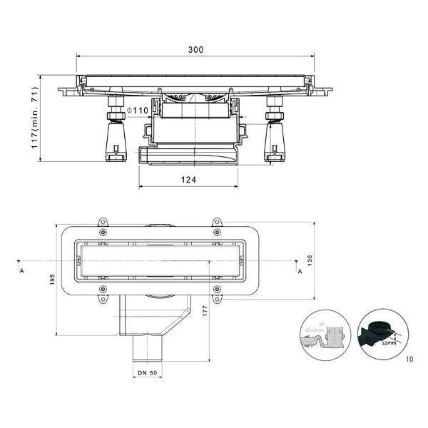 Душевой лоток, трап Pestan Confluo Premium Gold Line 13100050, 300мм