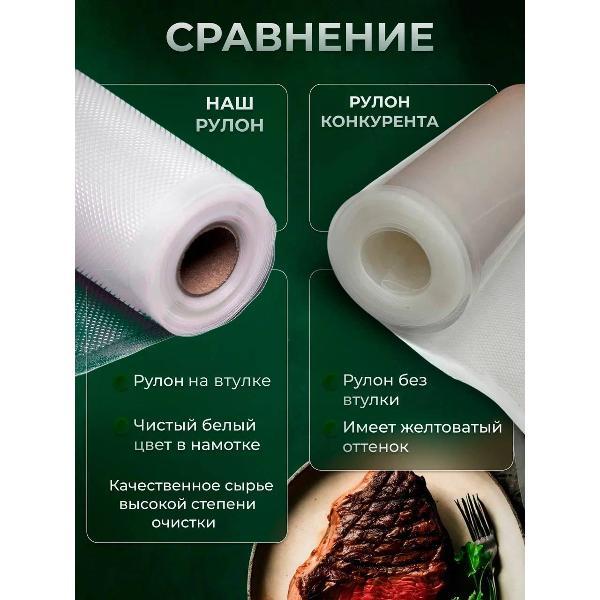 Пакет, рулон для вакуумного упаковщика Hauskrafter 2 шт (15х500, 20х500 см)