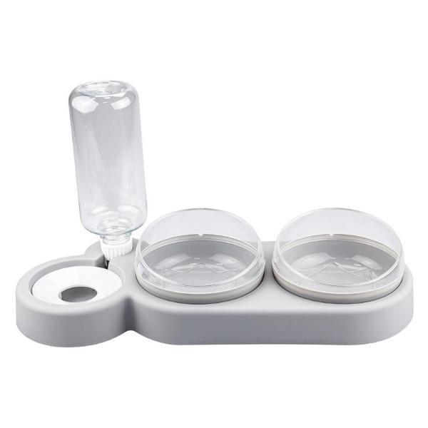 Миска для животных Solmax двойная с автопоильником Grey