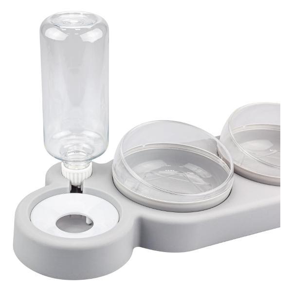 Миска для животных Solmax двойная с автопоильником Grey