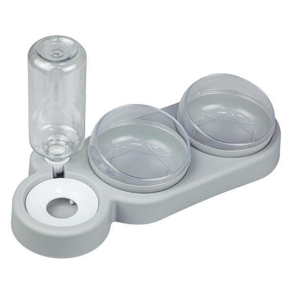 Миска для животных Solmax двойная с автопоильником Grey