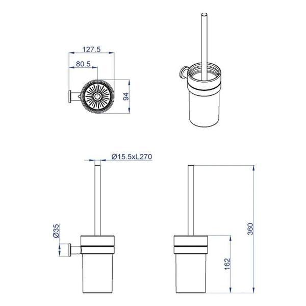 Ершик для унитаза Azario FORNY AZ-88313 хром