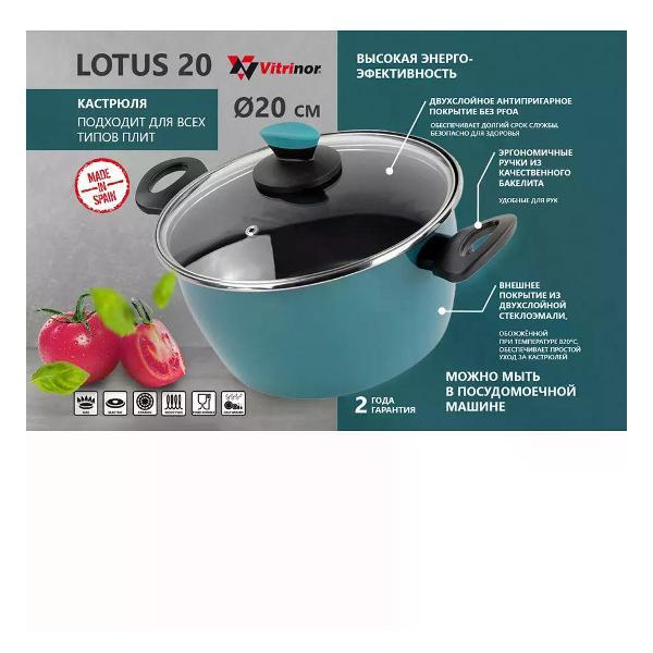 Кастрюля Vitrinor Lotus 4.5 л 20 см с крышкой